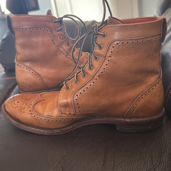 Allen Edmonds "DALTON" Men's Leather Wingtip Dress Boots 10D Walnut - Picture 9 of 16